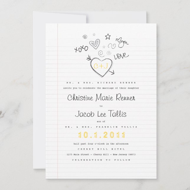 Notebook Wedding Invitation (Front)