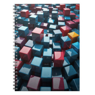 Notebook with 3D Geometric Cubes