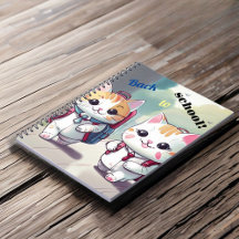 Notebook with a cute cats going to school