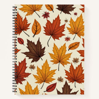 Notebook with autumn leaves pattern