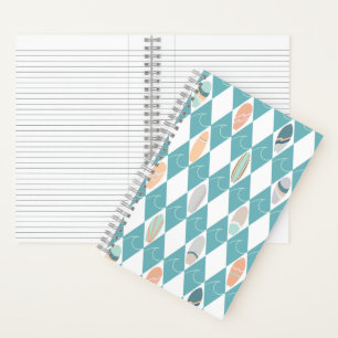 Notebook with boho beach and surfboard design 