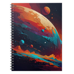 Notebook with Cosmic Planet Design – Space Art