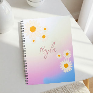 Notebook with gradient Rose and Daisies
