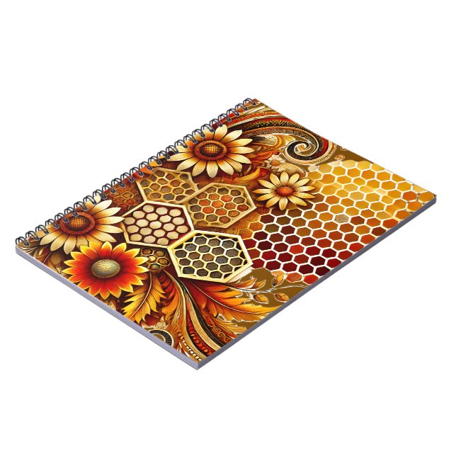 Notebook with Honeycomb and Floral Design (Left Side)