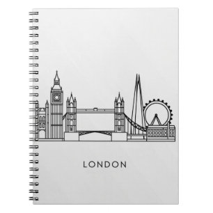 Notebook with London Landmarks Line Art