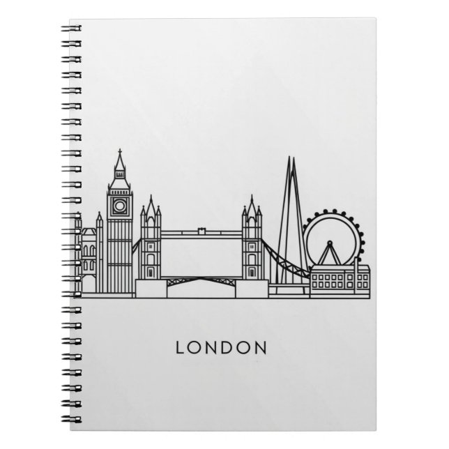 Notebook with London Landmarks Line Art (Front)