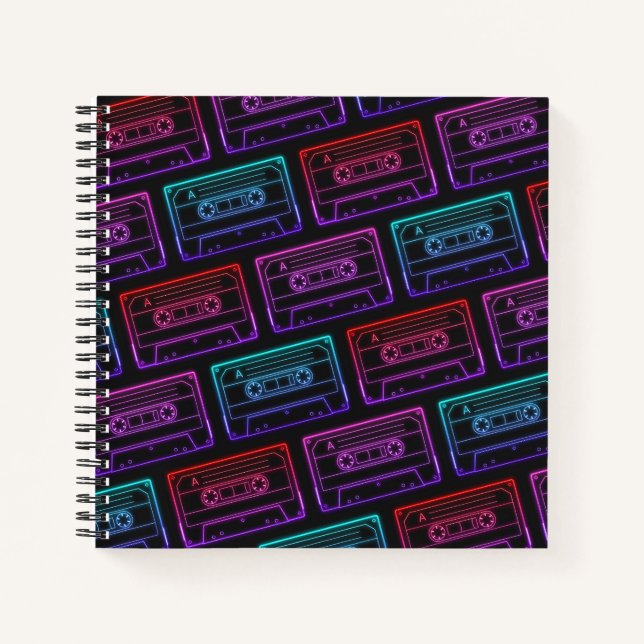 Notebook With Neon Multicolor Cassette Pattern (Front)