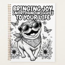 Notebook with pug bringing joy to your life