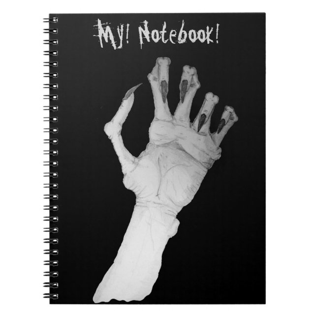 notebook with scary gruesome monster hand (Front)