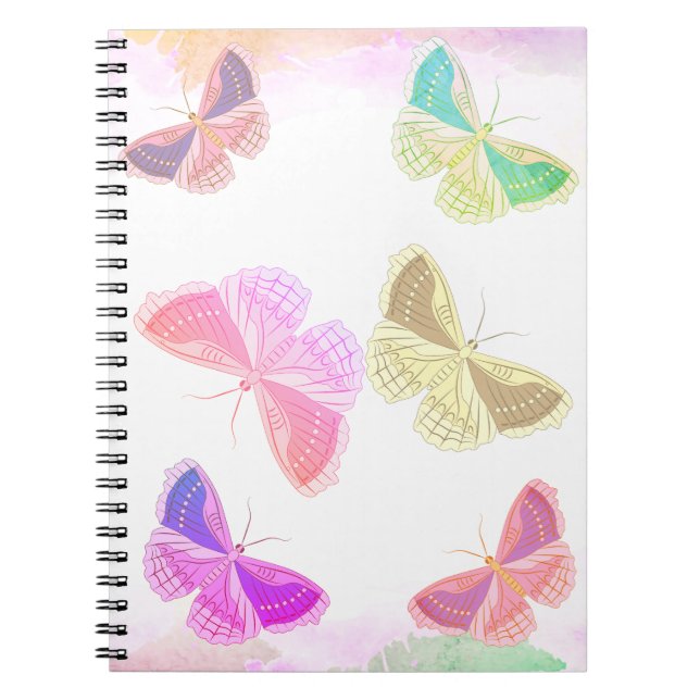 Notebook with six different coloured butterflies (Front)