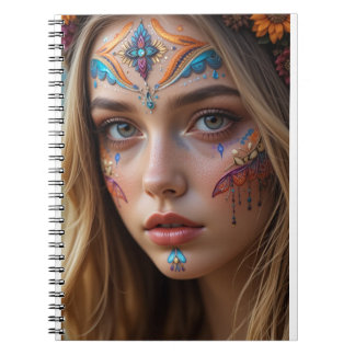 Notebook with the face of a beautiful bohemian gir