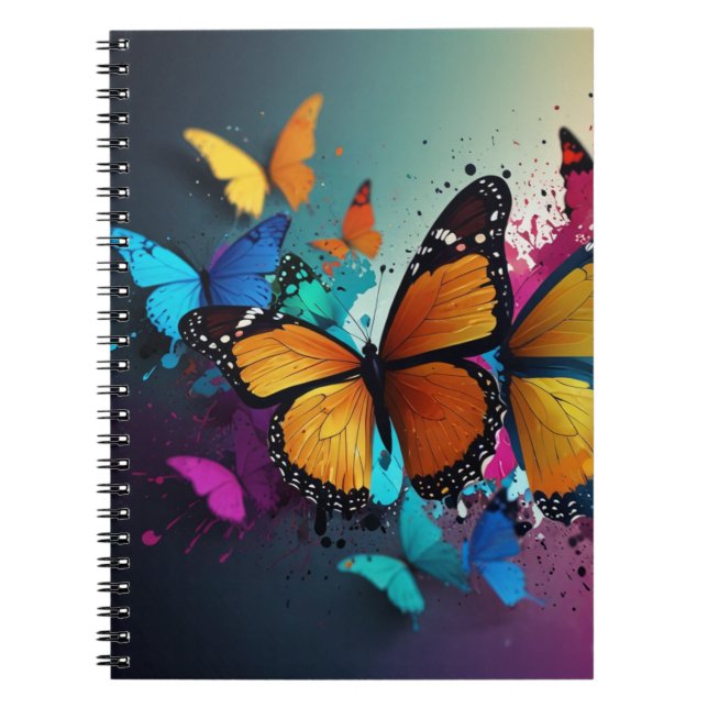 Notebook with Vibrant Butterfly Design (Front)