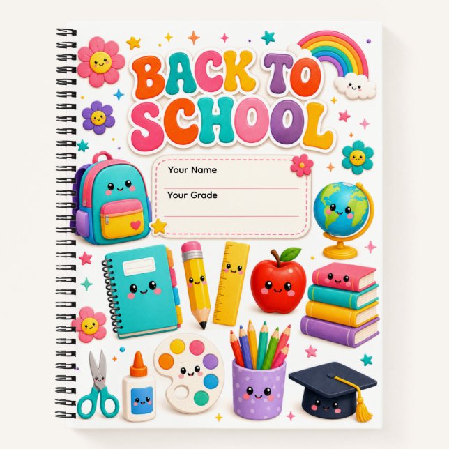 Notebook Your Name Grade Back To School Kids book  (Front)