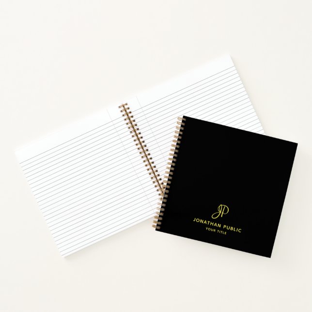 Notebooks Gold Script Monogram Initial Business (Inside)