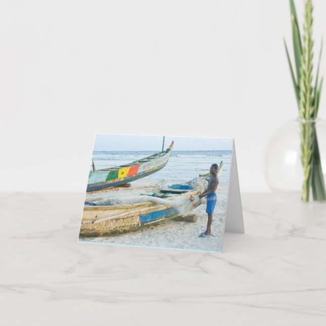 Notecard, Boy with Boat, Ivory Coast, West Africa Card (Front)