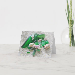 Notecard - Green Sea Glass and Shells