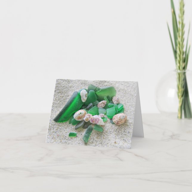 Notecard - Green Sea Glass and Shells (Front)