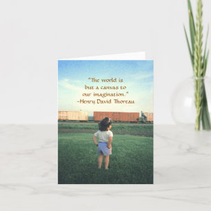 NOTECARD, LITTLE GIRL WATCHING TRAIN PASS BY CARD