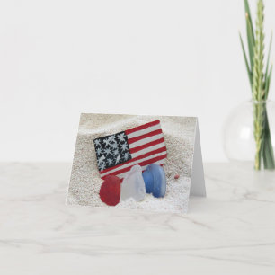 Notecard - Red White Blue Sea Glass