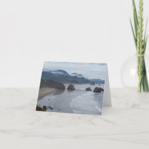 notecard with foggy Oregon beach, moody and soft
