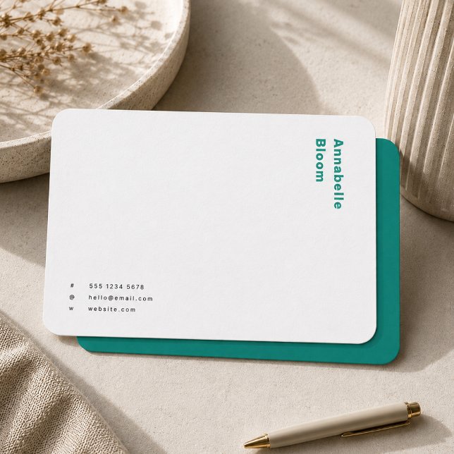 Notecards | Modern Trendy Stationery Note Card (Modern green note cards with custom contact details for clients, orders, and thank you notes.)