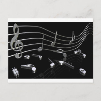 Noten, Musik, schwarz Postcard