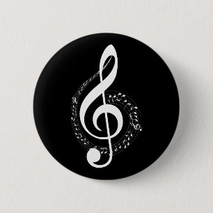 Notenschlüssel schwarz weiß button