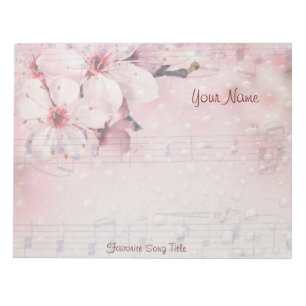 Notepad 11" x 8. 5" Large Cherry Blossoms Music