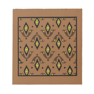 Notepad, Brown, Black, Green, Gold Pattern Notepad