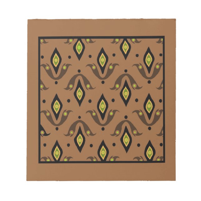 Notepad, Brown, Black, Green, Gold Pattern Notepad (Front)