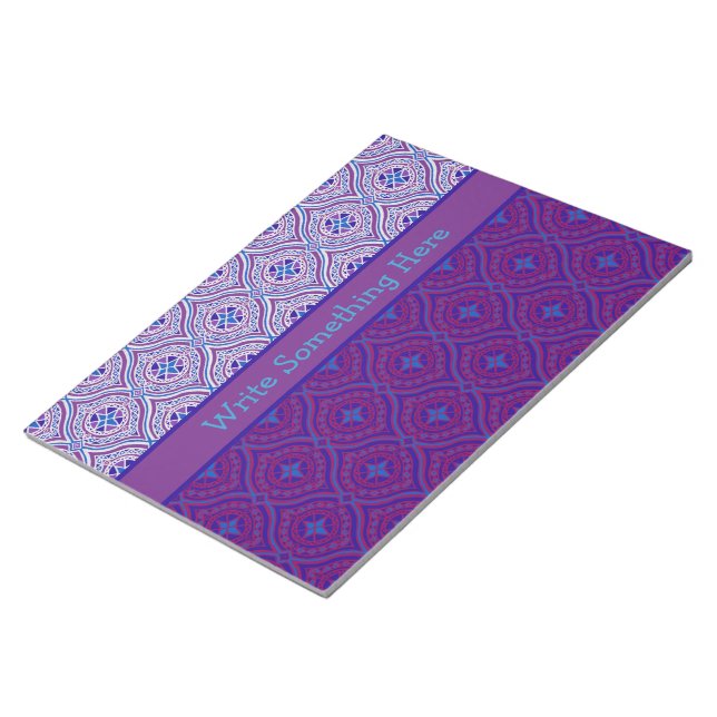 Notepad, Jotter to Personalise Purple Ogee Pattern Notepad (Angled)