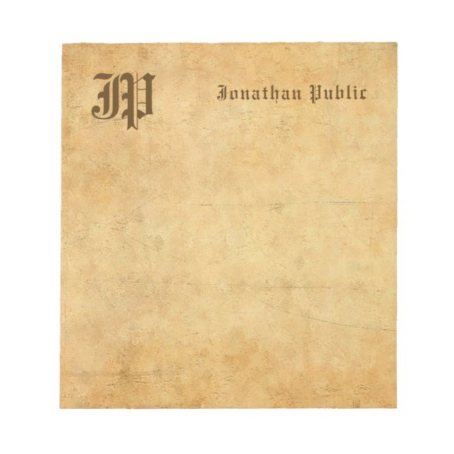 Notepad Monogram Calligraphy Text Elegant Template (Front)