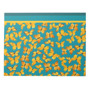 Notepad or Jotter, Golden Butterflies on Teal