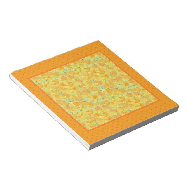 Notepad or Jotter, Golden Daffodils, Polka Dots (Angled)