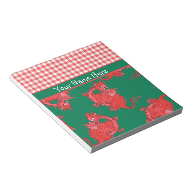 Notepad or Jotter to Personalise: Cute Red Dragons (Angled)
