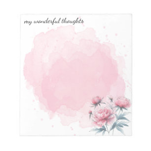 Notepad Peonies Watercolor Colour Splash Var01