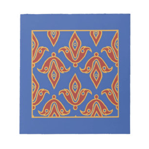 Notepad, Red, Blue, Gold Fleur de Lys Pattern Notepad