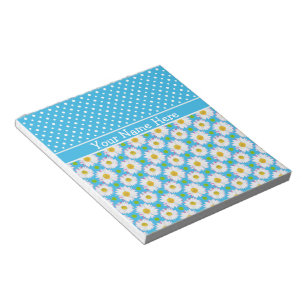 Notepad to Personalise: Polkas, Daisies on Blue