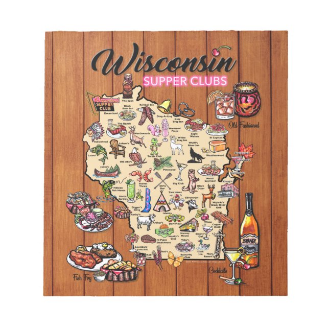 Notepad -Wisconsin Supper Club Map (Front)