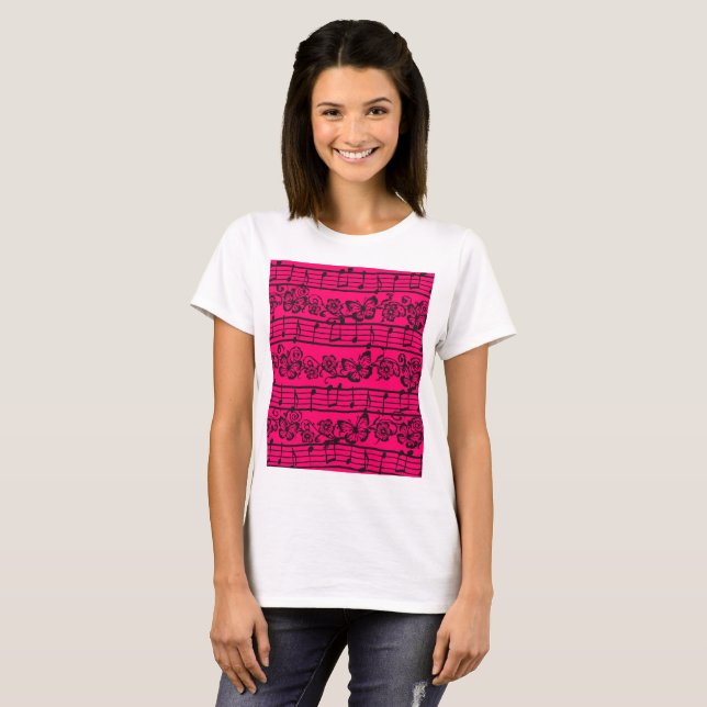 Notes And Butterflies T-Shirt (Front Full)