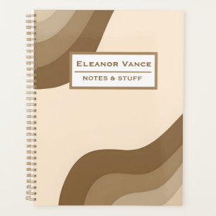Notes and Stuff Retro Brown Beige Abstract Wavy Pe Planner