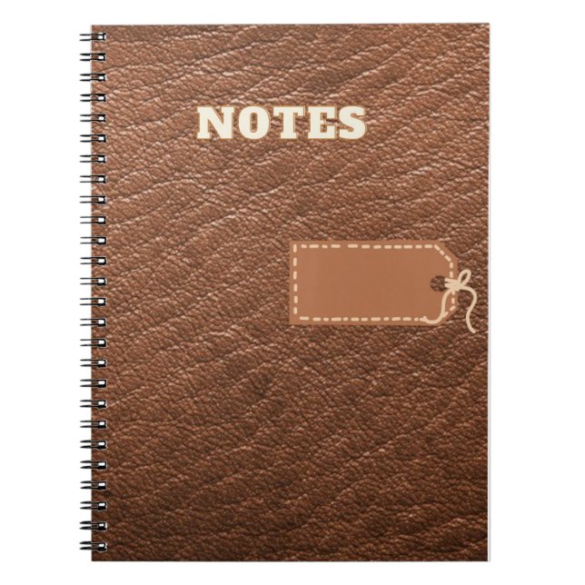 notes, brown leather fake style  notebook (Front)
