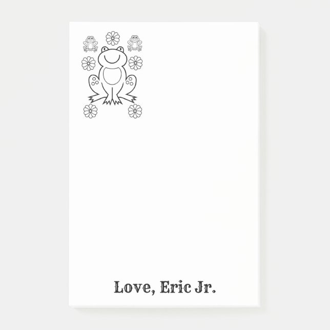 Notes Frogs Floral Colouring Post it Note (Front)