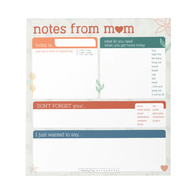 Notes From Mum Notepad (Front)