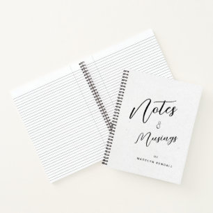 Notes & Musings Modern Script Monogram White Notebook