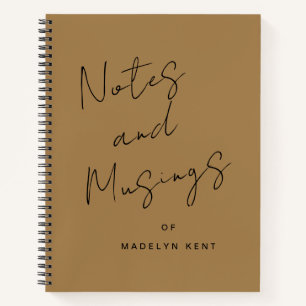 Notes & Musings Modern Script Personalised Gold Notebook