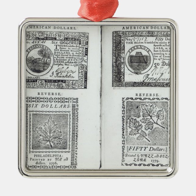 Notes of the Continental Currency Metal Tree Decoration (Front)