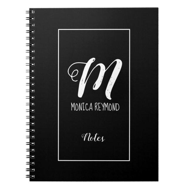 notes on black monogrammed notebook (Front)