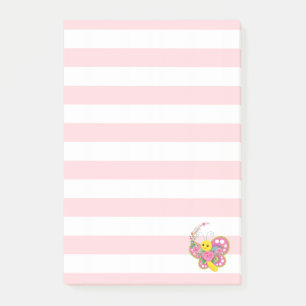 Notes Pink & White Stripe Butterfly