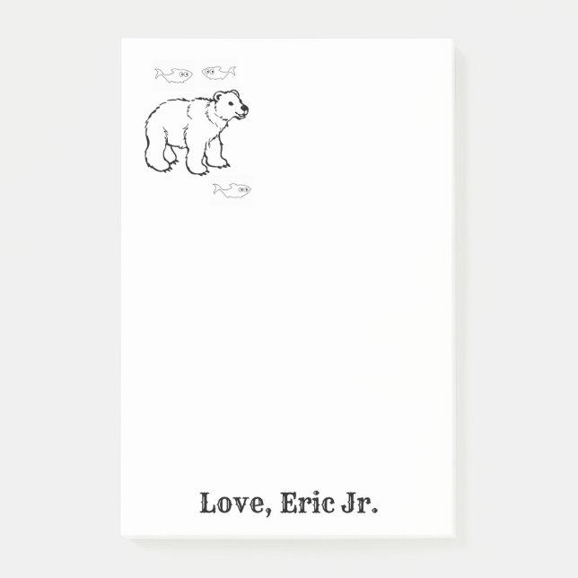 Notes Polar Bear Fish Colouring Post it Note (Front)